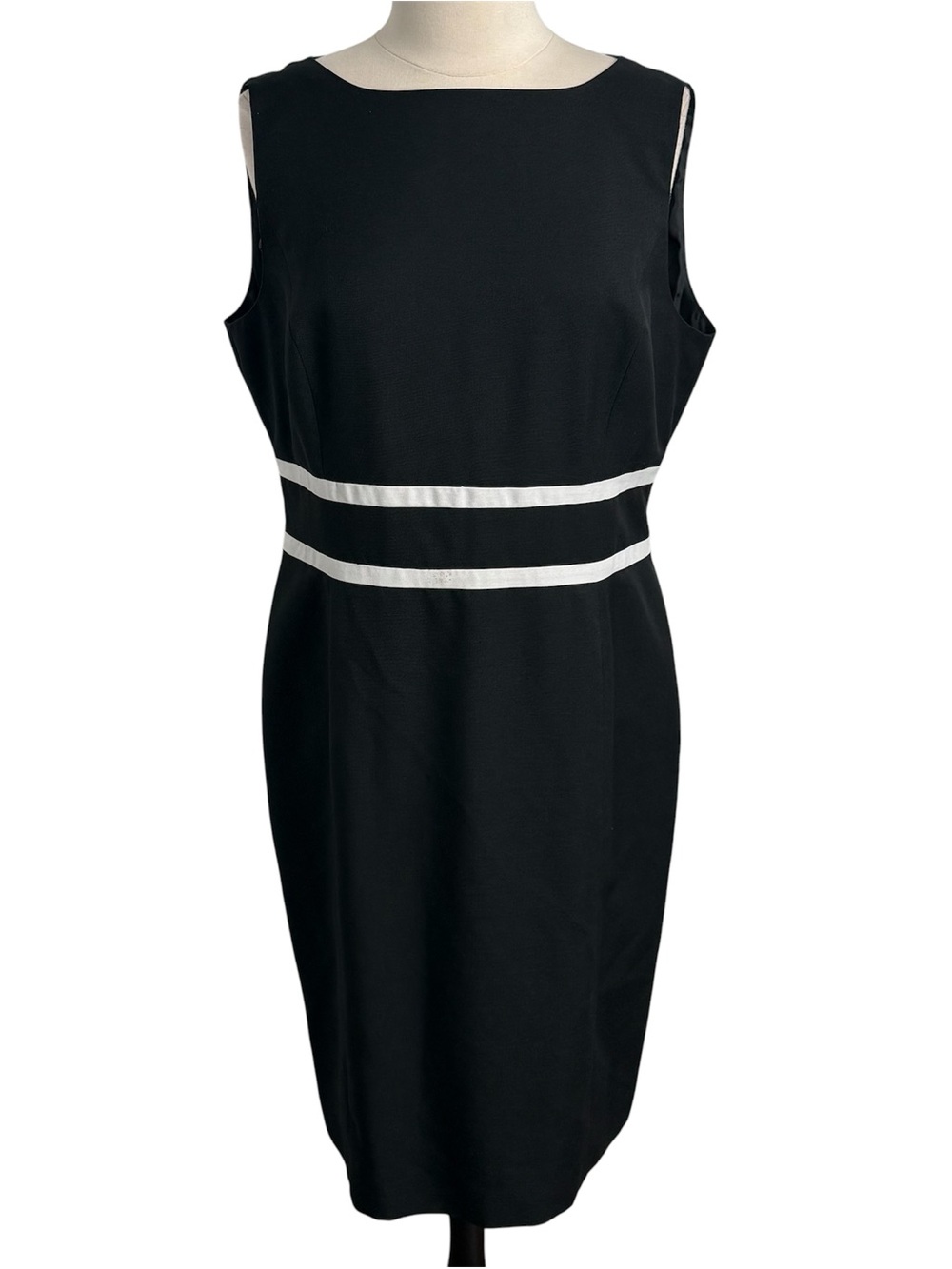 Black Label by Evan Picone Women's Sleeveless Contrast Waist Sheath Dress, Sz 14